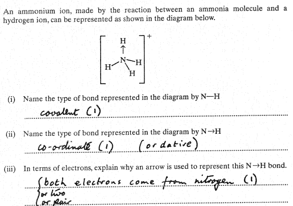 Mark scheme June 2002 GCE Chemistry Unit CHM1